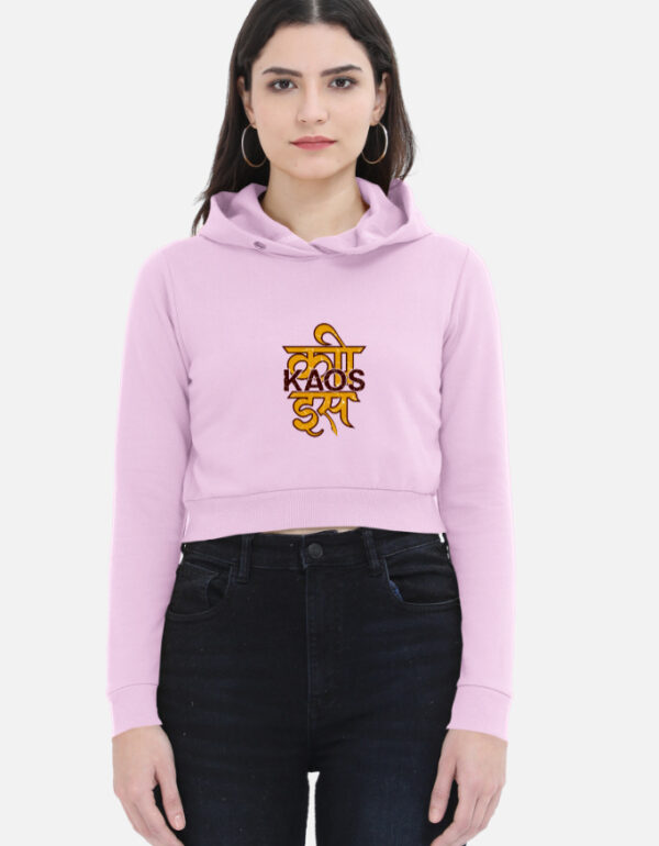 Kaos Devanagari Female Cropped Hoodie Light Baby Pink